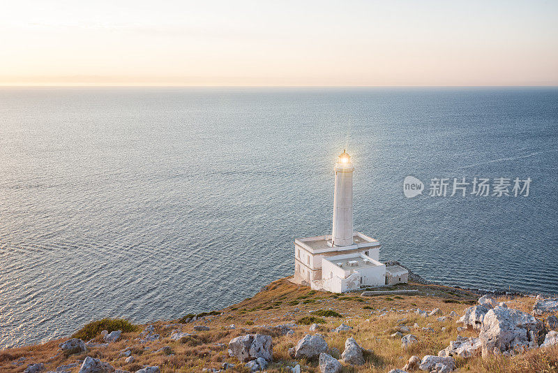 Lighthouse Punta Palascìa, Otranto, Italy, at dawn